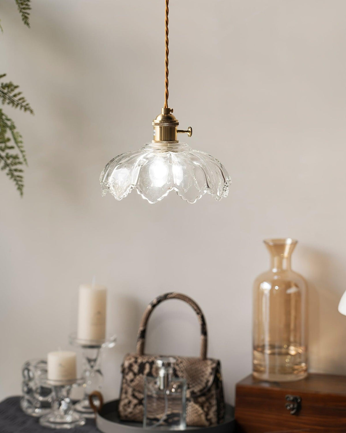 Limea Green Glass Flower Pendant Light-Neutral Decor