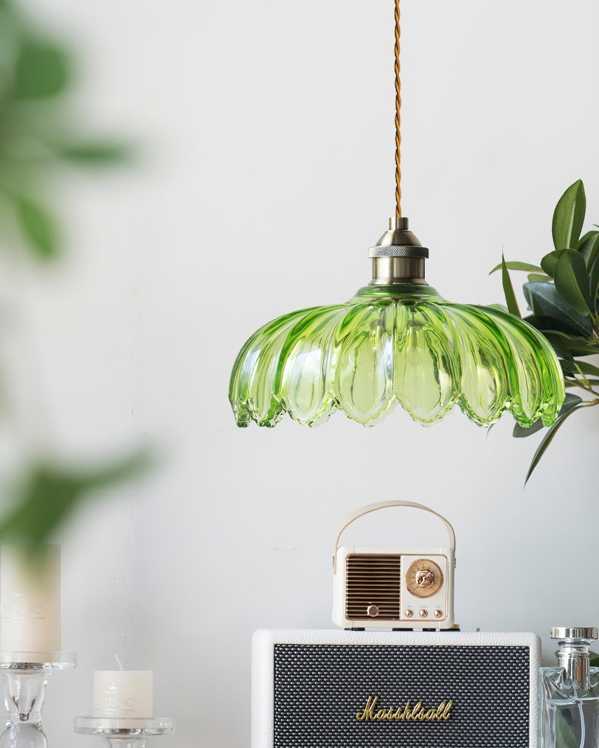 Limea Green Glass Flower Pendant Light-Neutral Decor