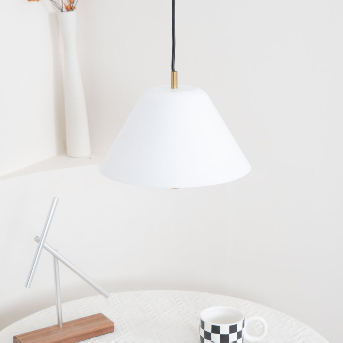 Pendant Lamp Modern Metal Shade in Green and White Minimalist-Neutral Decor