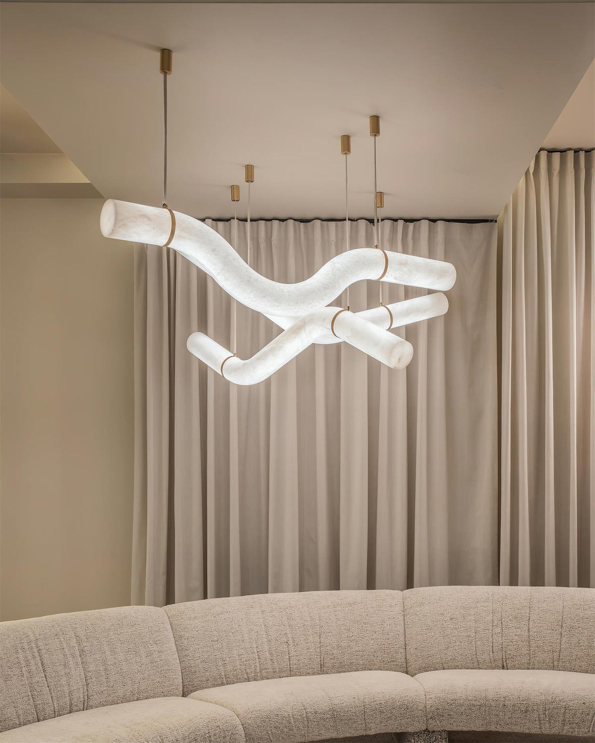 Liberty Chandelier Curved Alabaster Ribbon Silhouette - Neutralighting