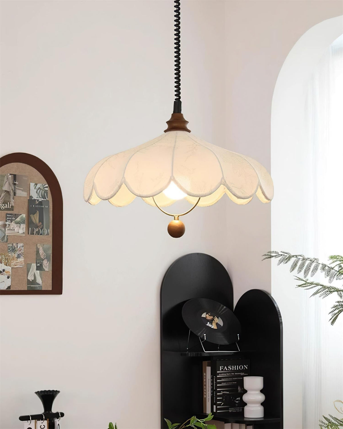 Pendant Lamp Petals with Pattern Vintage Floral French Elegance-Neutral Decor