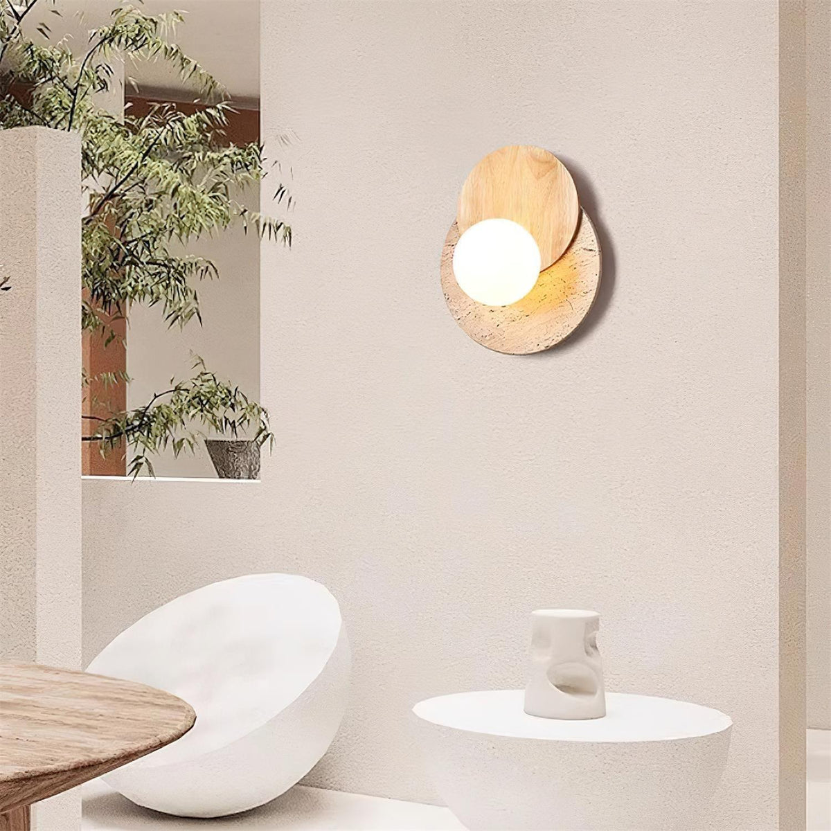 Lirixe Applique Murale Minimaliste en Travertin-Cielum