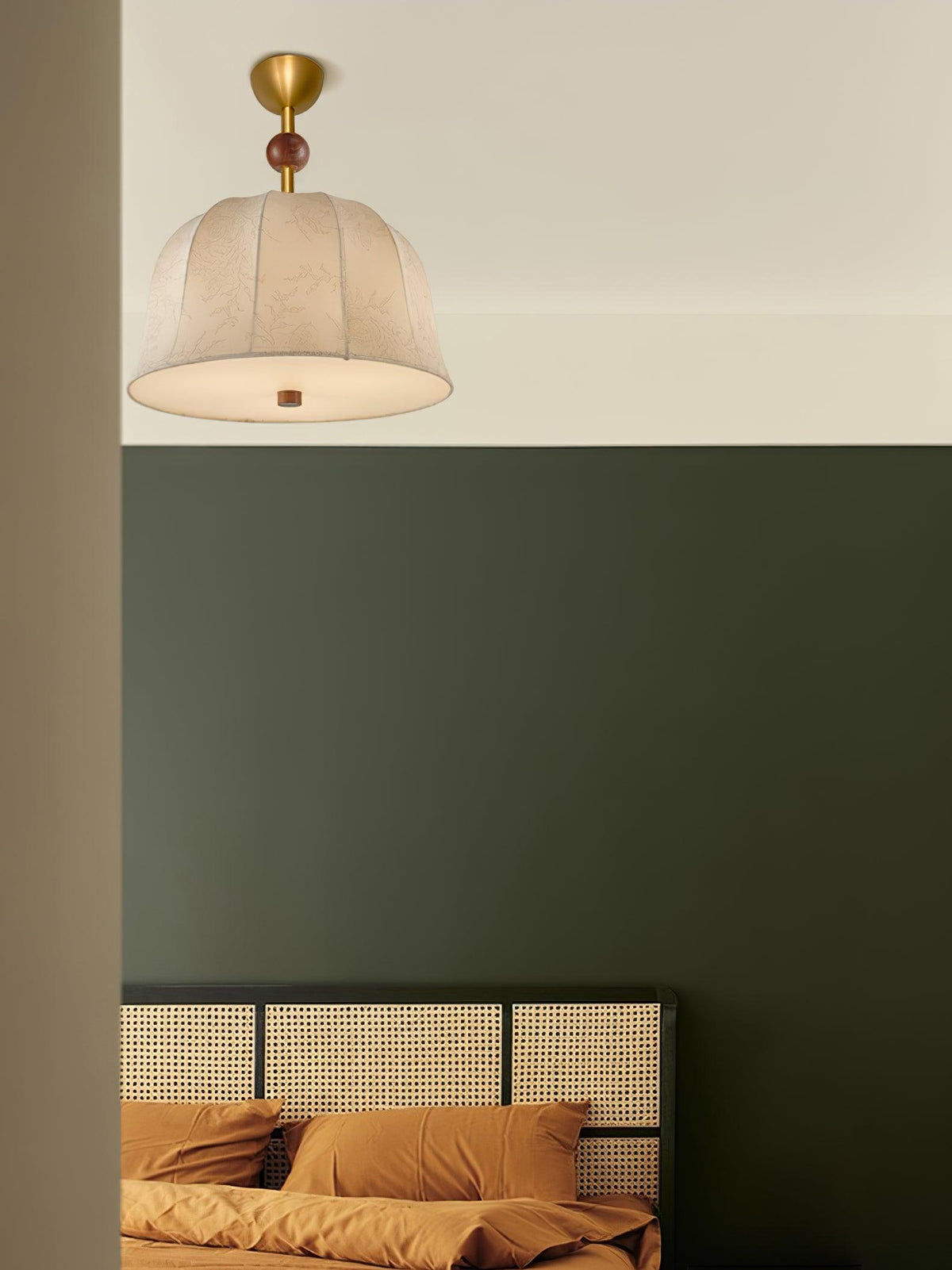 Ceiling Light in Fabric, Metal and Wood for Warm Interiors Elegant-Neutral Decor