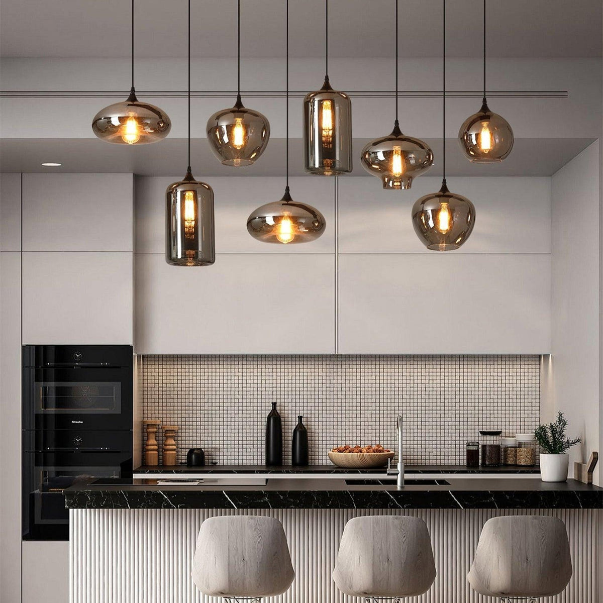 Tevely Suspension Industrielle Chic en Verre