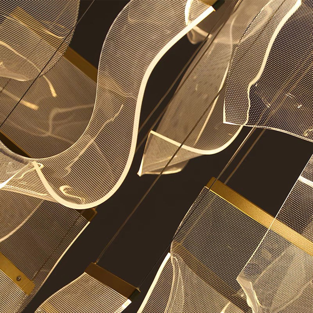 Nerivon Suspension Carrée Contemporaine Métal/Acrylique Doré Salon/Escalier-Cielum