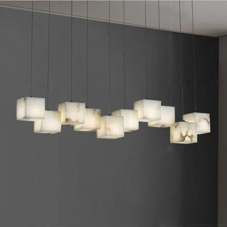 Alabaster Chandelier Box Cubic Elegance-Neutral Decor