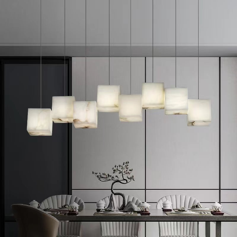 Alabaster Chandelier Box Cubic Elegance-Neutral Decor
