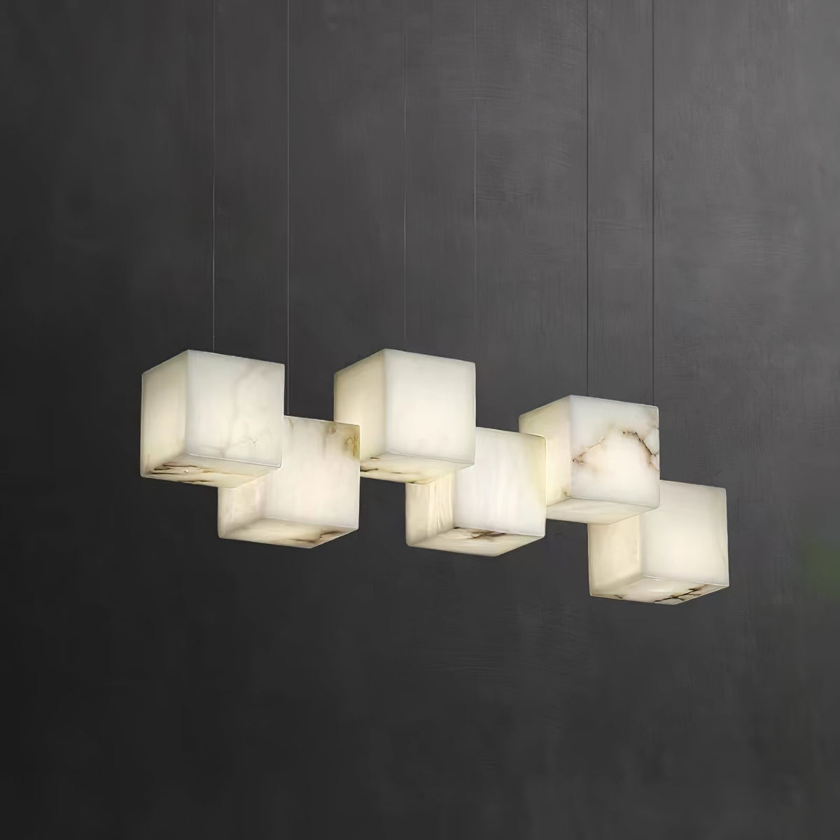 Alabaster Chandelier Box Cubic Elegance-Neutral Decor