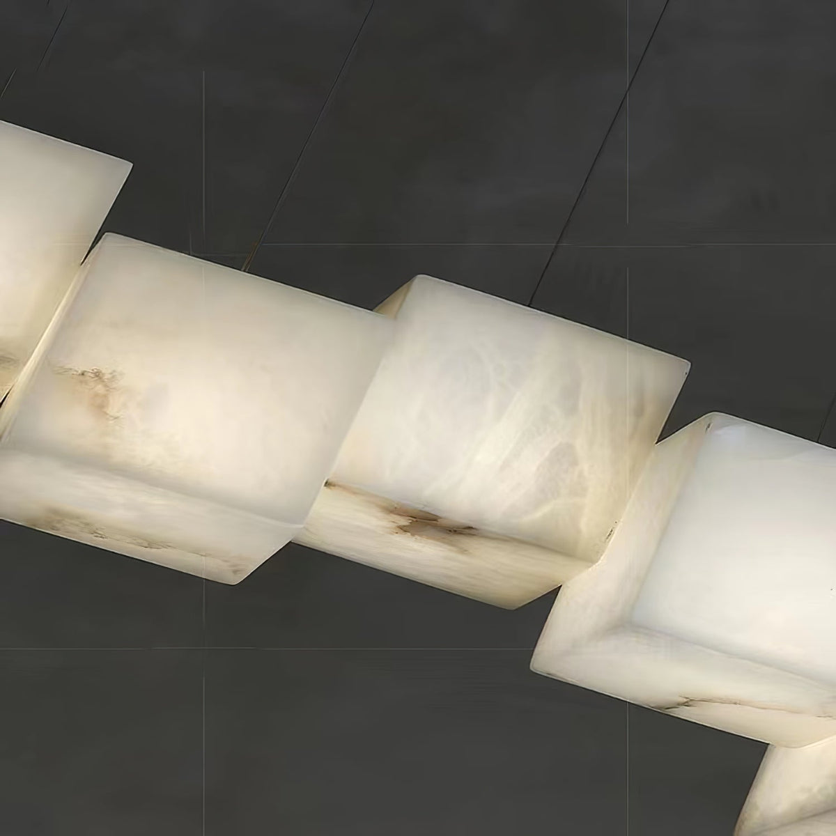 Alabaster Chandelier Box Cubic Elegance-Neutral Decor