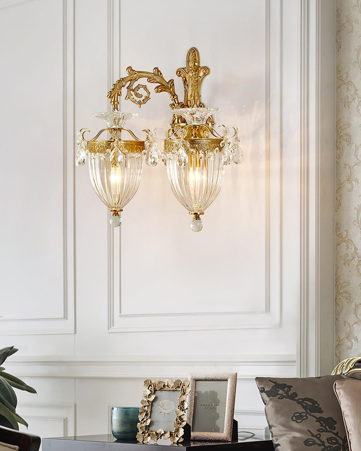 Vireon Wall Lamp Gold Double Sconce Modern-Neutral Decor