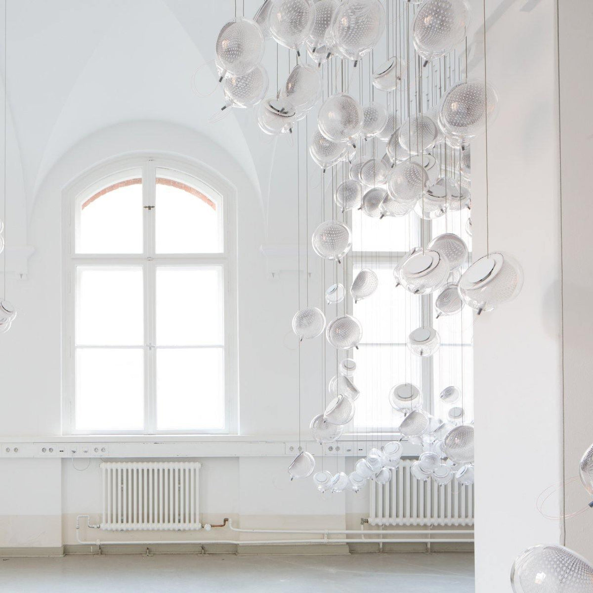 Chandelier Mesh Glass Orbs Cluster Metal Frame Modern Minimalist-Neutral Decor