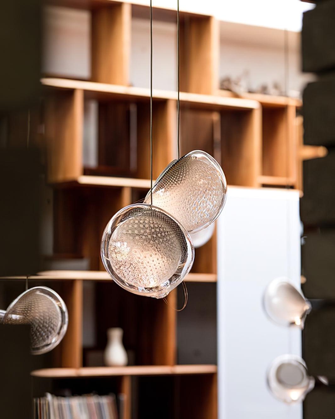 Chandelier Mesh Glass Orbs Cluster Metal Frame Modern Minimalist-Neutral Decor