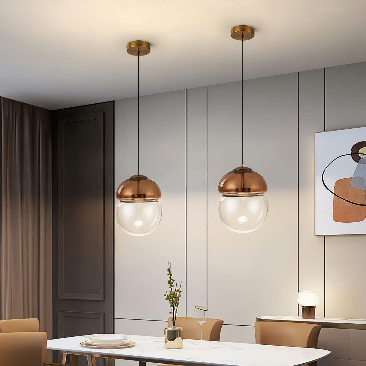 Aged Lampe Suspension Verre Dôme Minimaliste