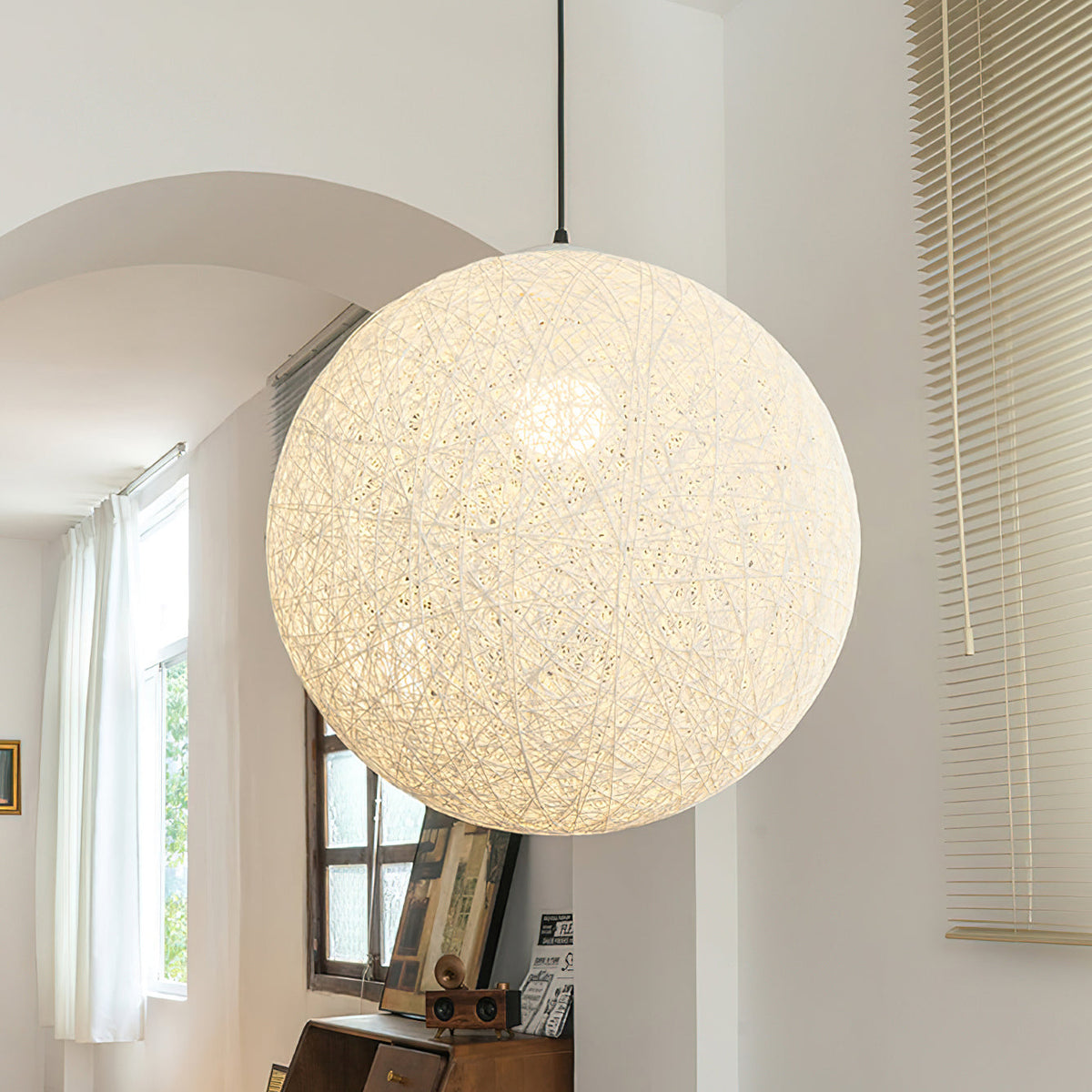 Rovira Pendant Light Hemp Rattan Sphere Bohemian-Neutral Decor