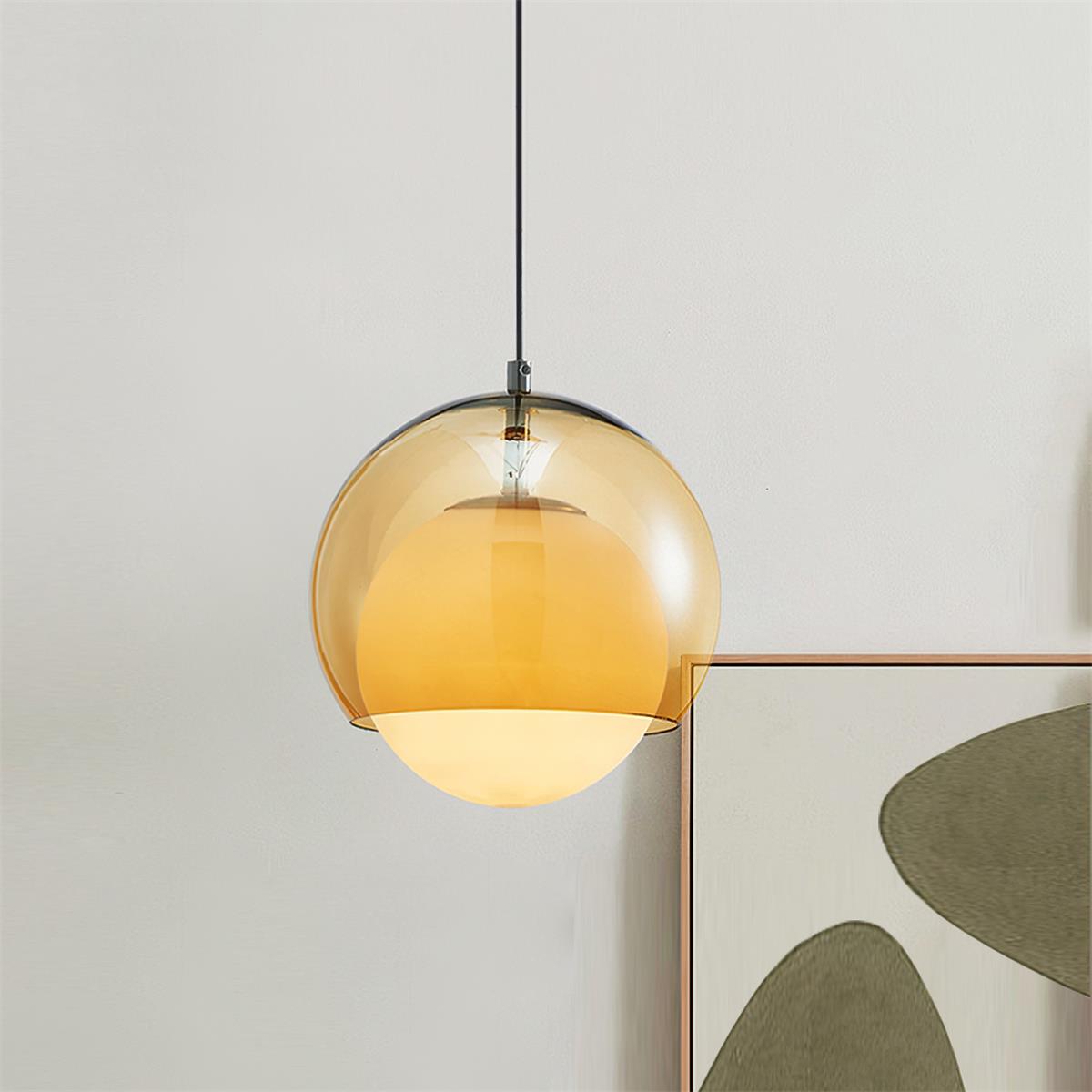 Pendant Light Double Globe Shade Glass Modern Minimalist Ambient-Neutral Decor