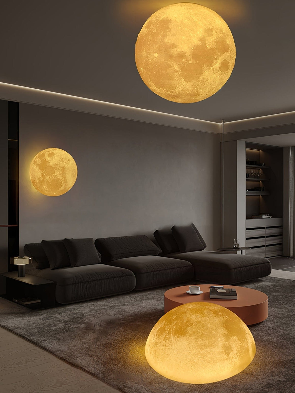 Lirixo Applique Murale 3D en Plastique Art Nordique Lune-Cielum