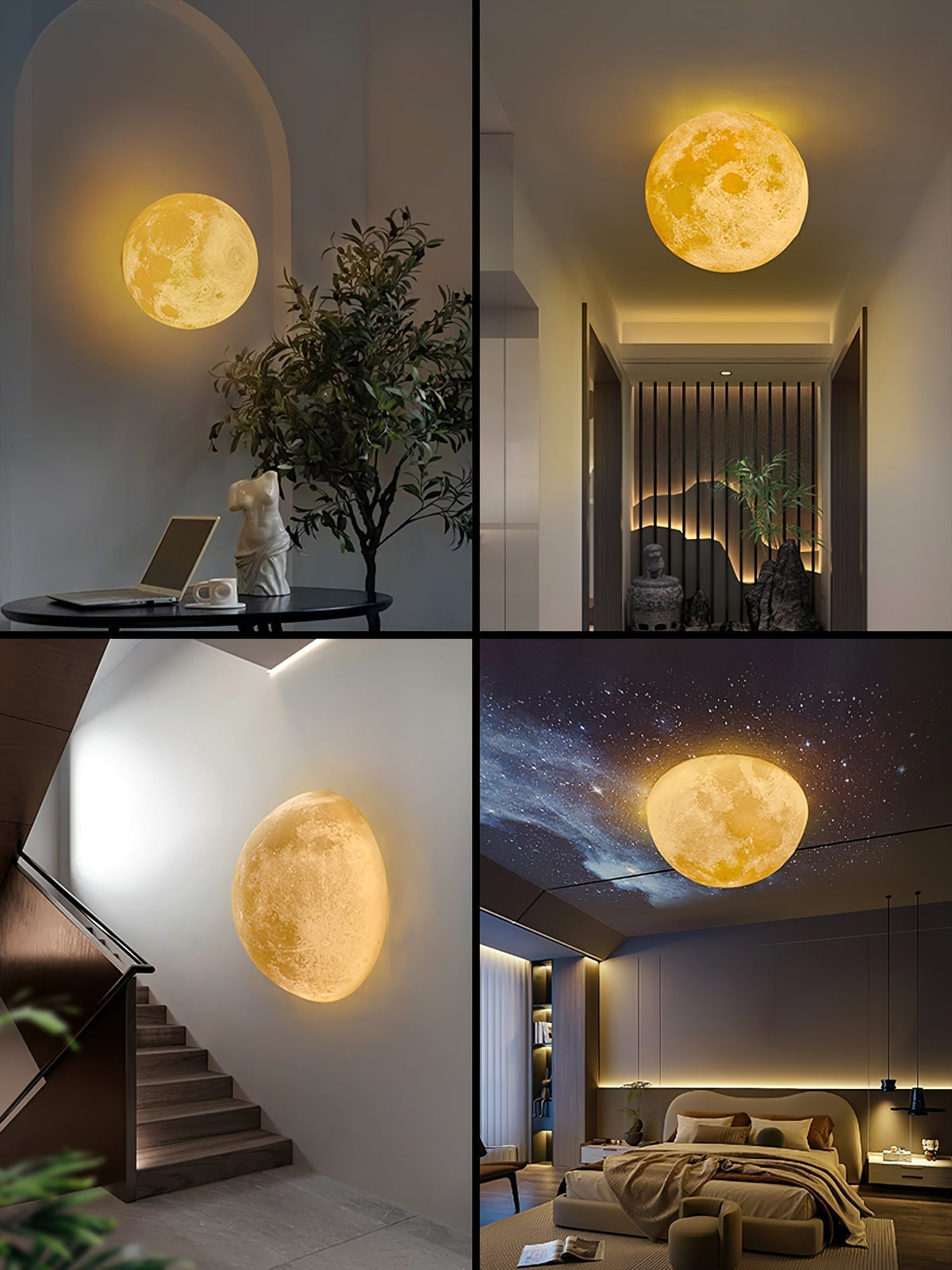 Lirixo Applique Murale 3D en Plastique Art Nordique Lune-Cielum