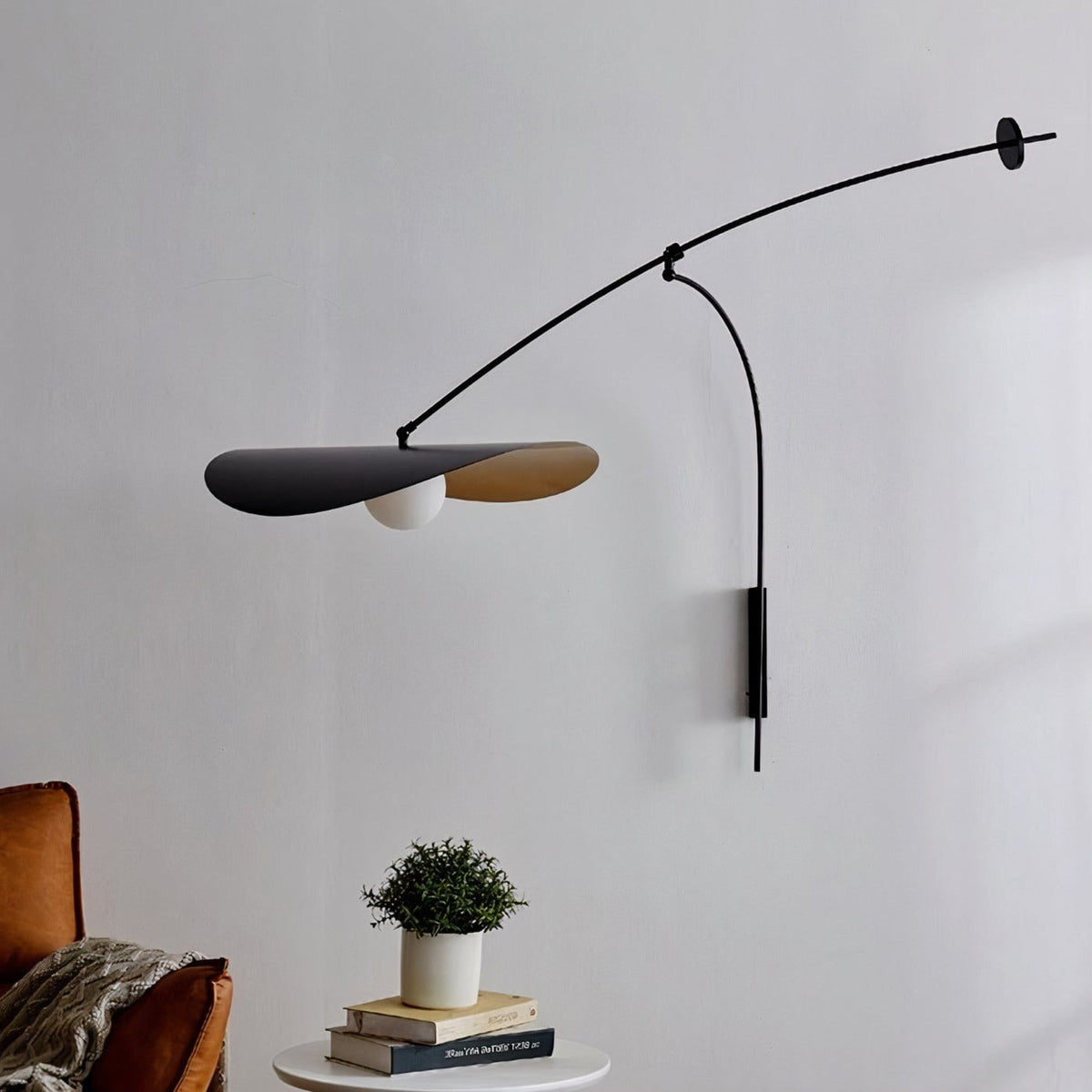 Angled view of the Myrna Plug-In Wall Lamp.