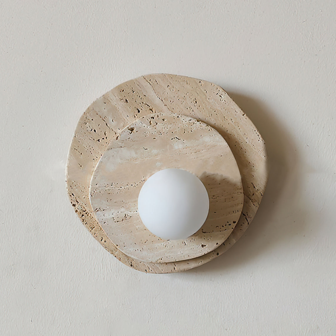 Neptune Wall Light Travertine Layered Wabi-sabi Aesthetics-Neutral Decor