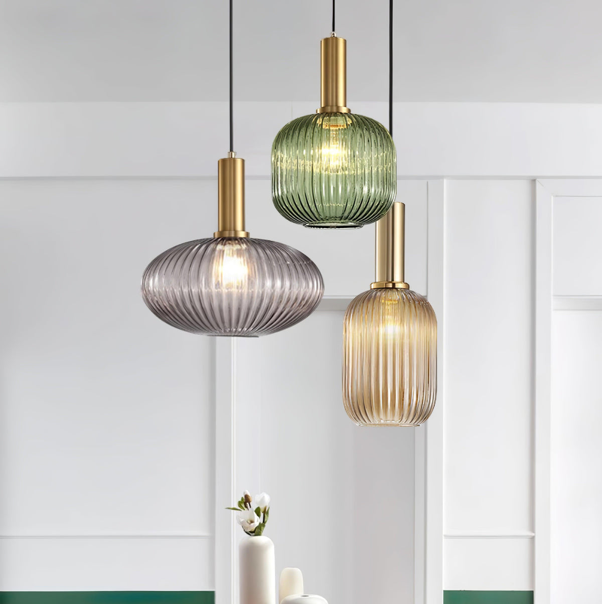 Elara Ribbed Pendant Lamp-Neutral Decor