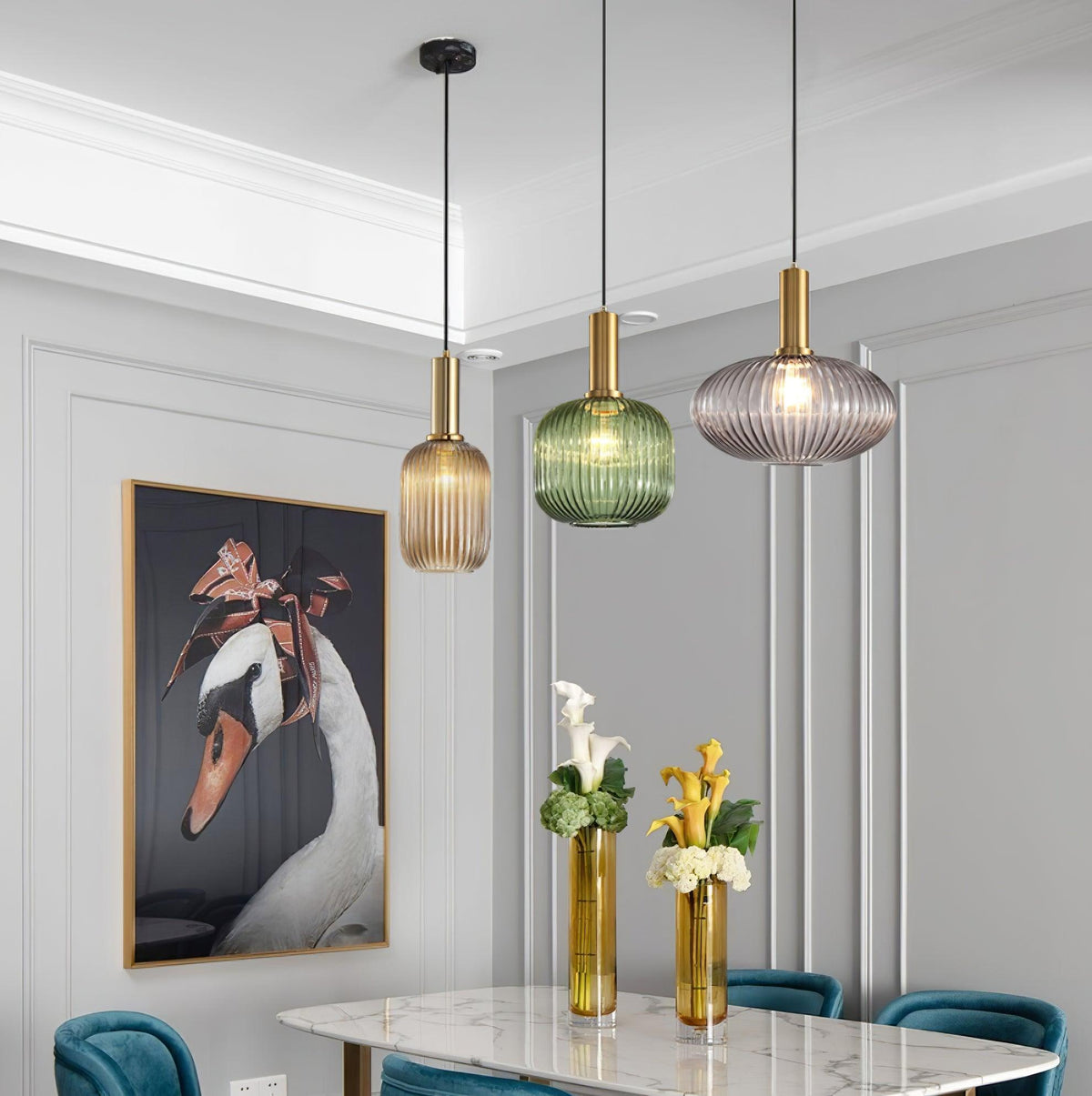 Elara Ribbed Pendant Lamp-Neutral Decor
