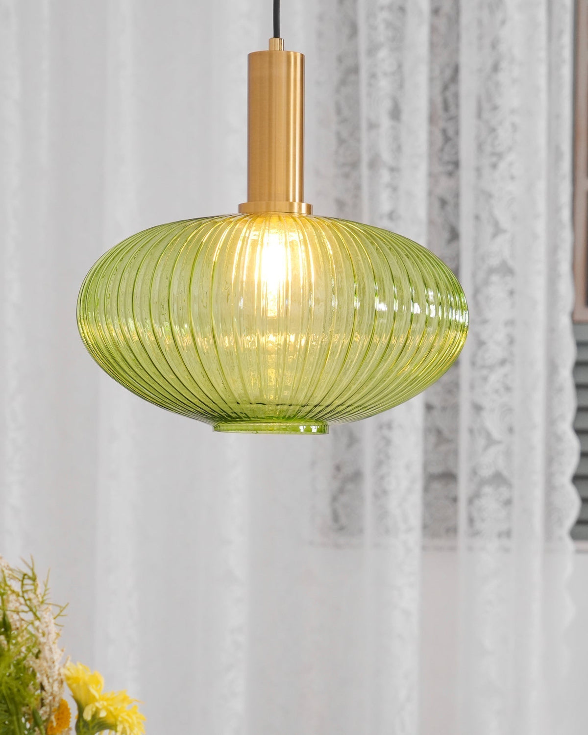 Elara Ribbed Pendant Lamp-Neutral Decor