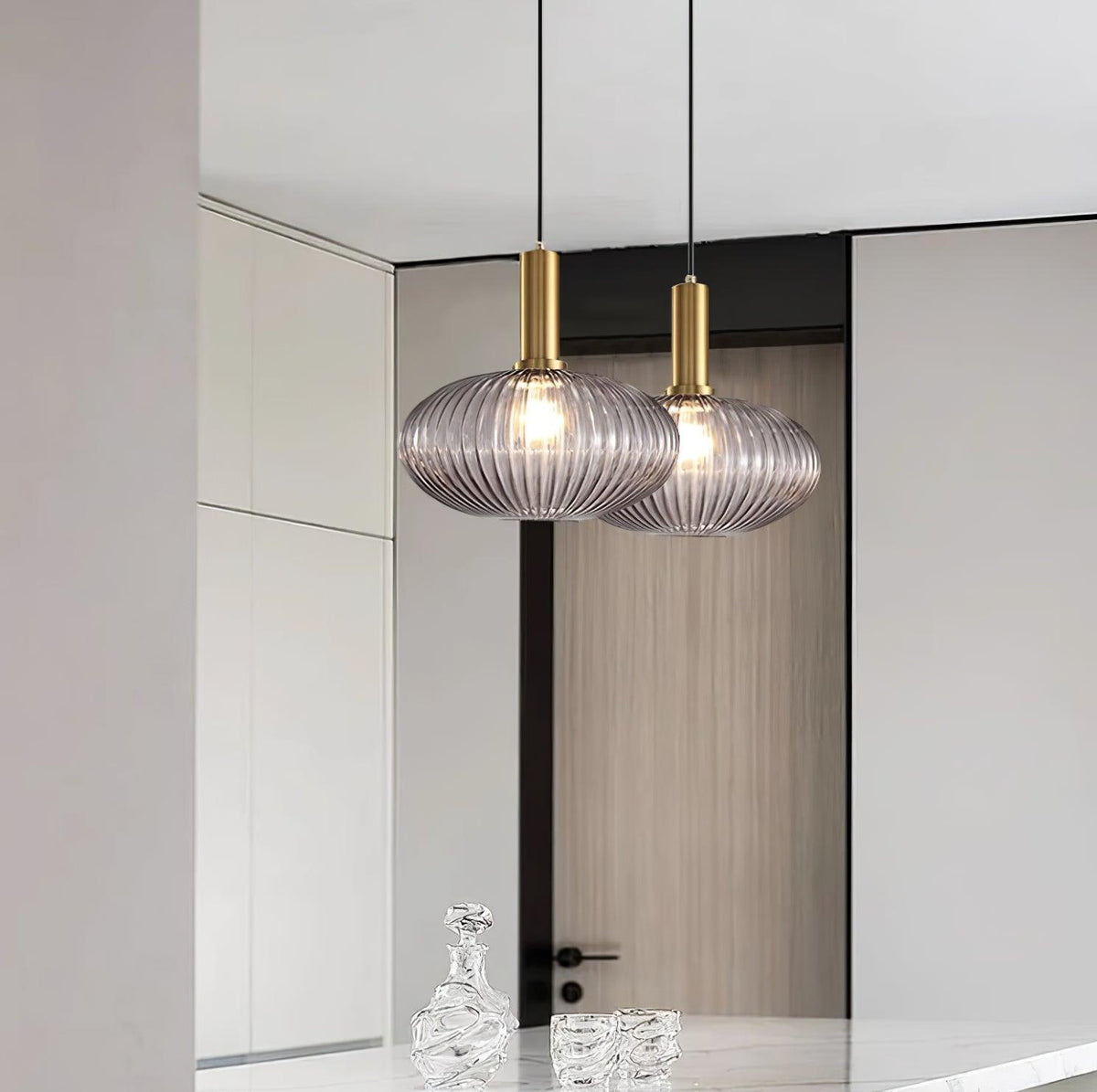 Elara Ribbed Pendant Lamp-Neutral Decor