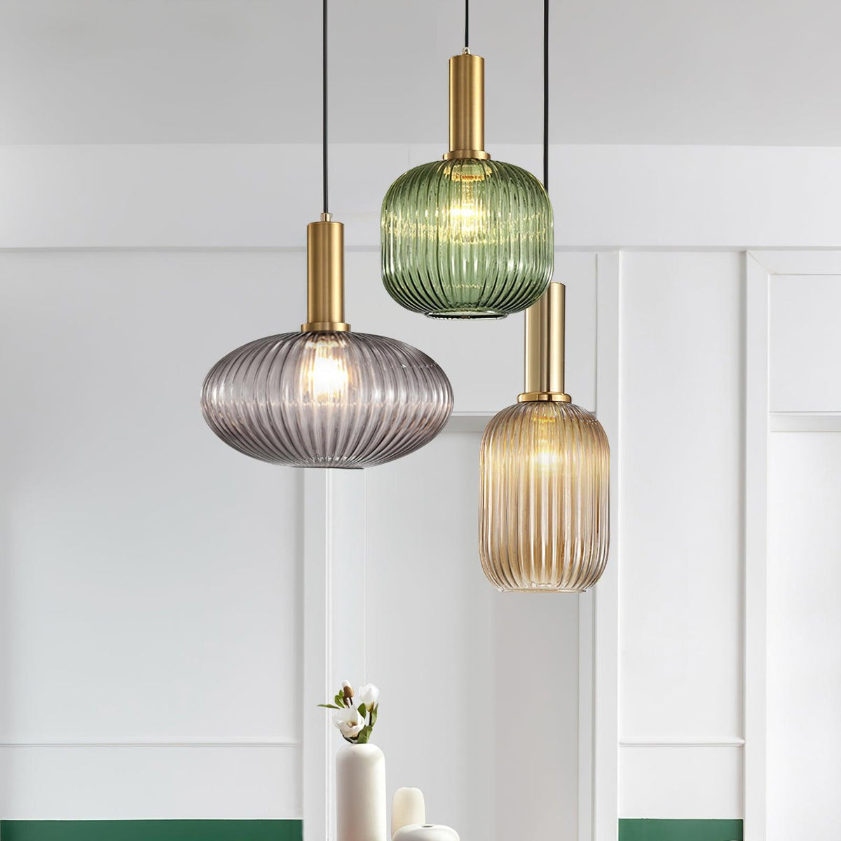 Elara Ribbed Pendant Lamp-Neutral Decor