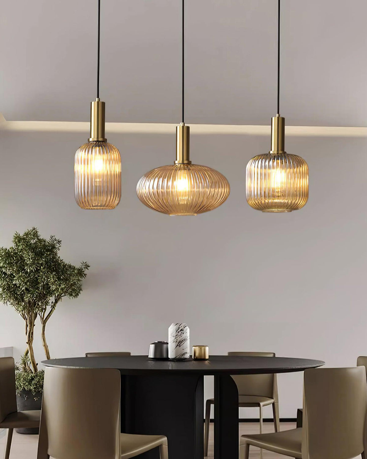 Elara Ribbed Pendant Lamp-Neutral Decor