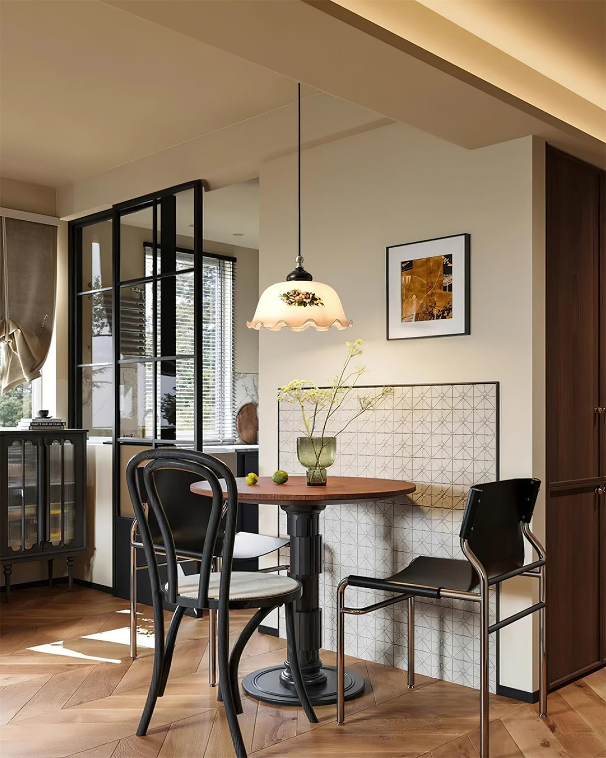 Belvia Vintage Floral Glass Pendant Light-Neutral Decor