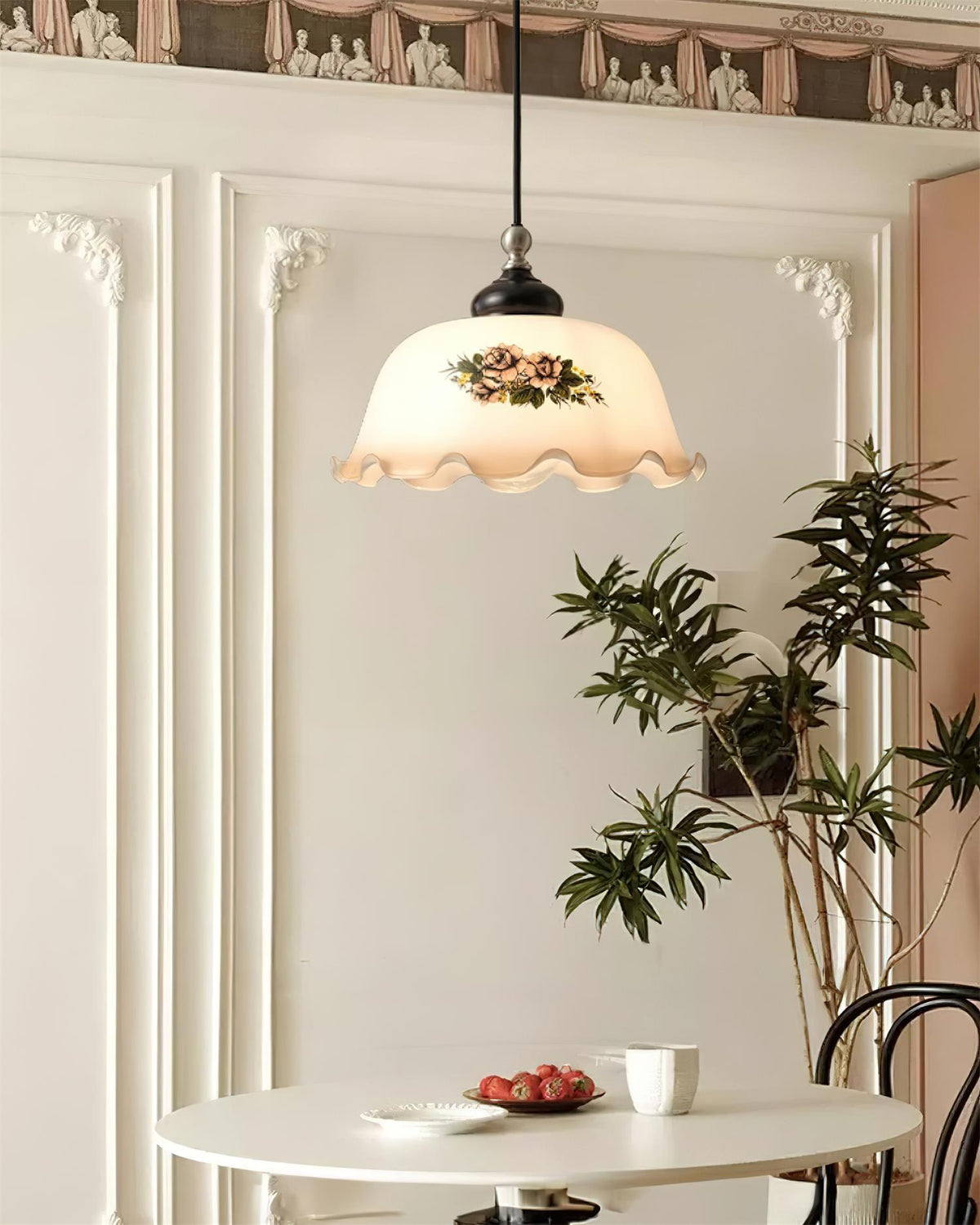 Belvia Vintage Floral Glass Pendant Light-Neutral Decor