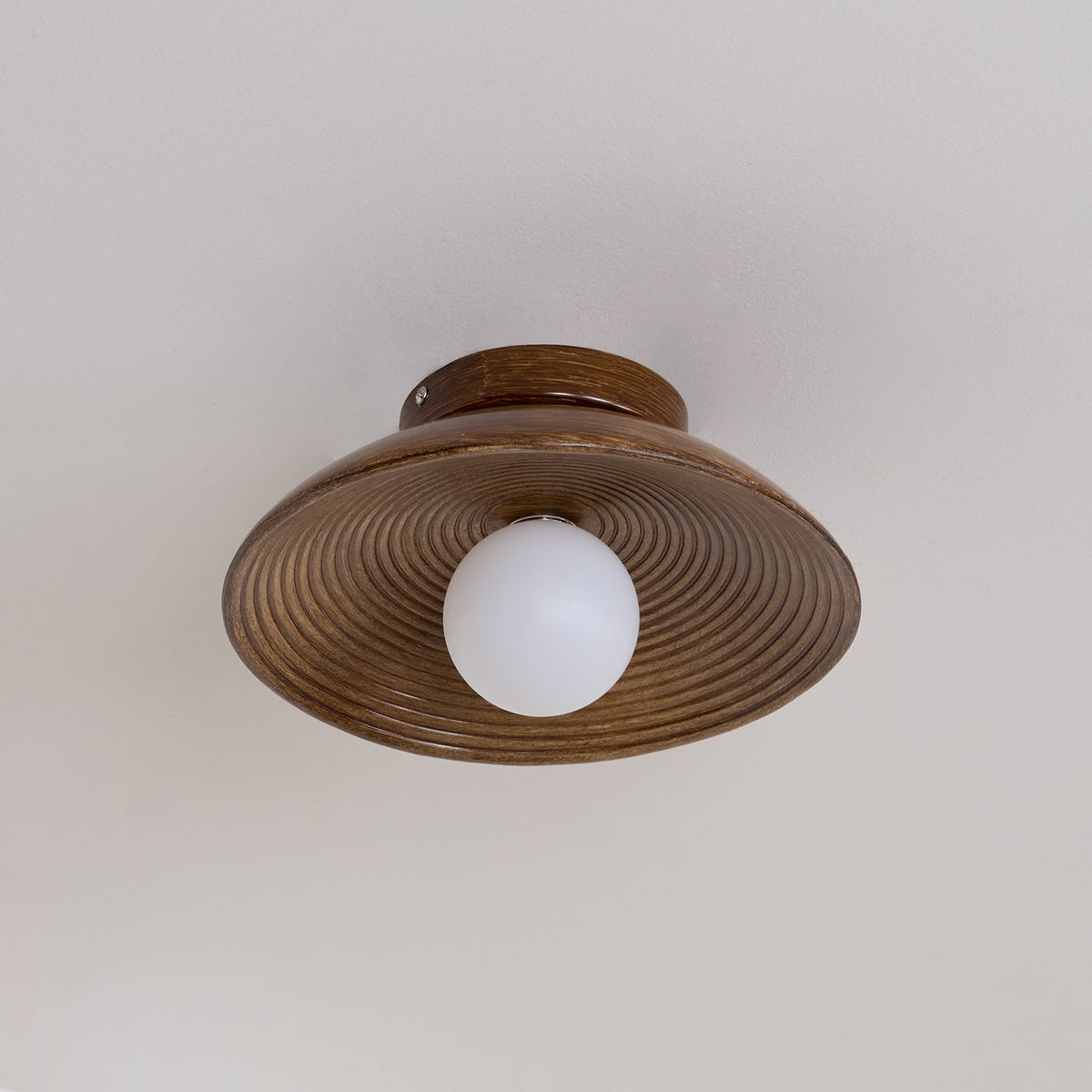 Zira Wooden Flush Mount Ceiling Light with Round Globe-Neutral Decor