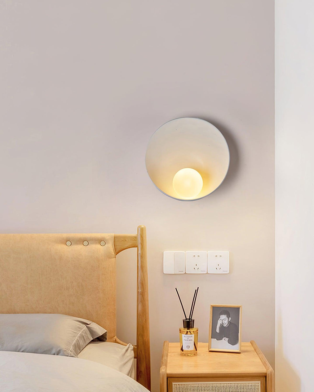 Wall Light Resin Cup Shade Metal Accent Minimalist Cozy-Neutral Decor