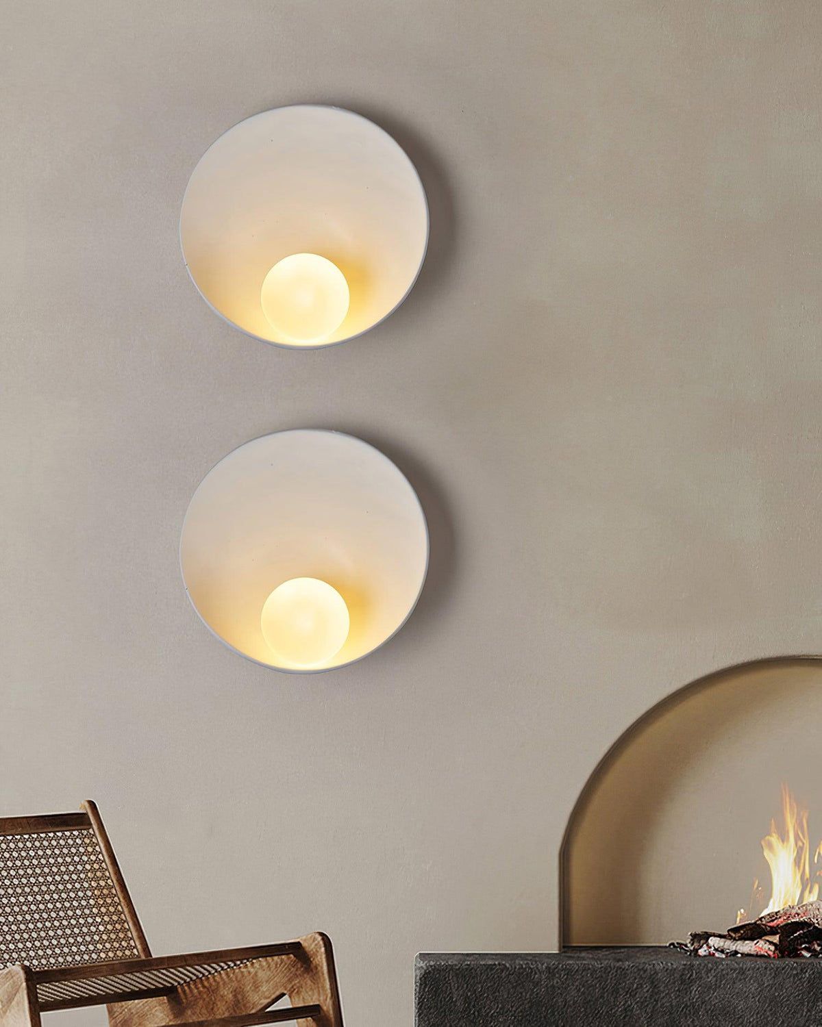 Wall Light Resin Cup Shade Metal Accent Minimalist Cozy-Neutral Decor