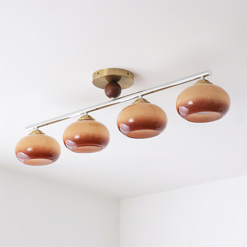 Aubrelle 4-Light Amber Glass Globe Ceiling Fixture-Neutral Decor
