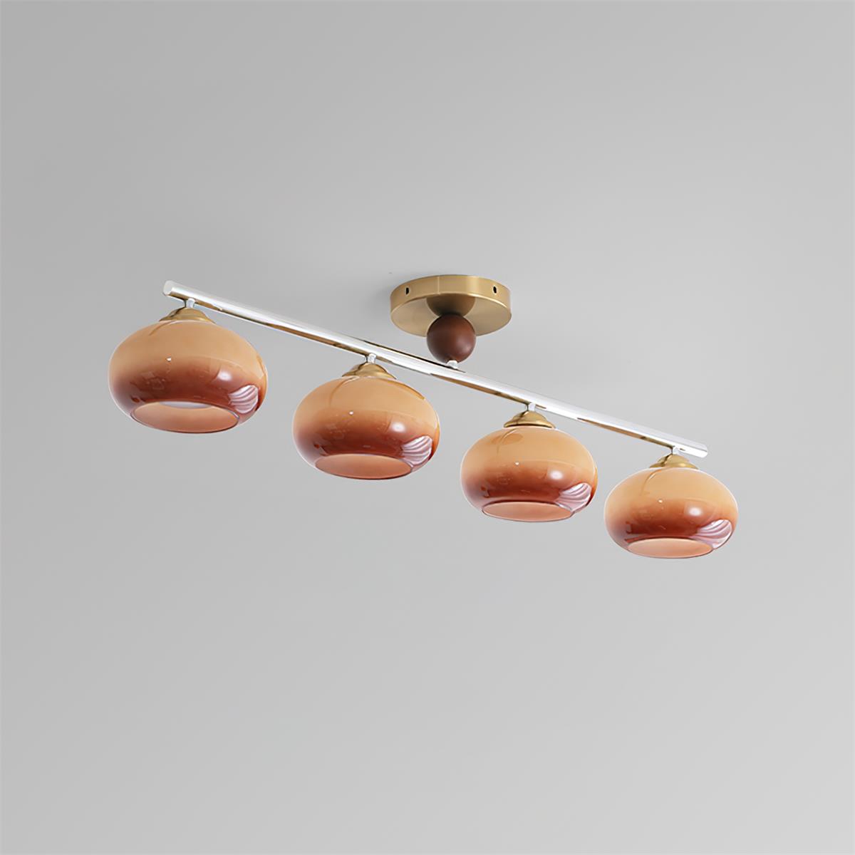 Aubrelle 4-Light Amber Glass Globe Ceiling Fixture-Neutral Decor