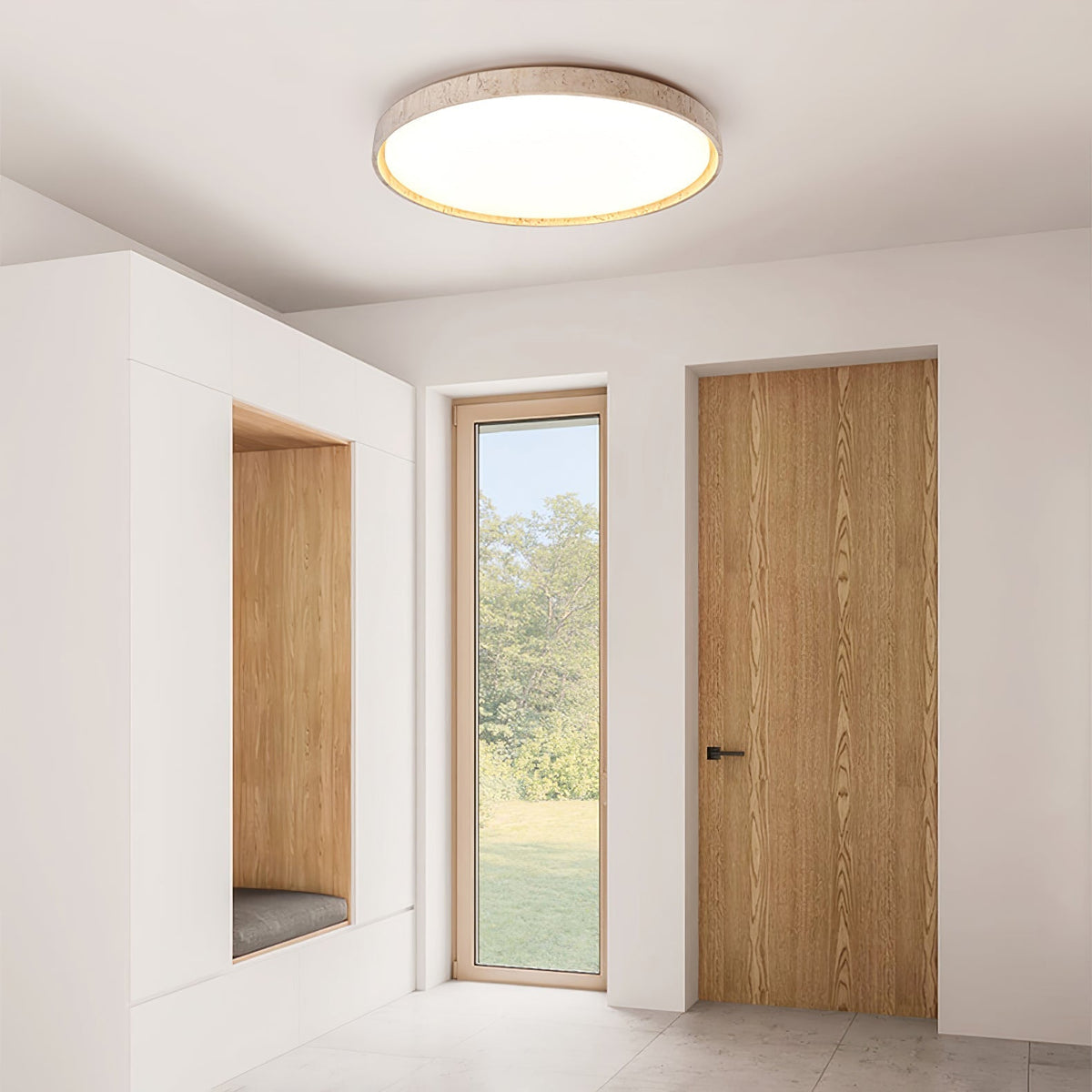 Dirove Lumière de Plafond Ronde en Travertin-Cielum