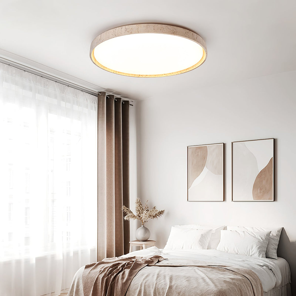 Dirove Lumière de Plafond Ronde en Travertin-Cielum