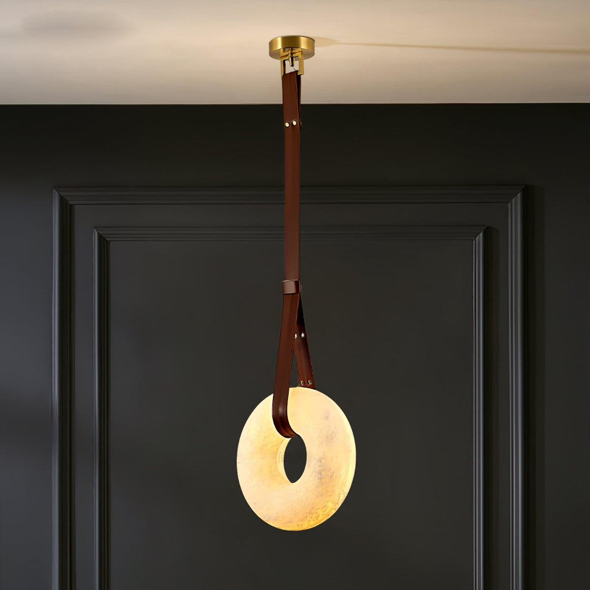 Oslo Pendant Light Alabaster Ring Straps Scandinavian-Neutral Decor