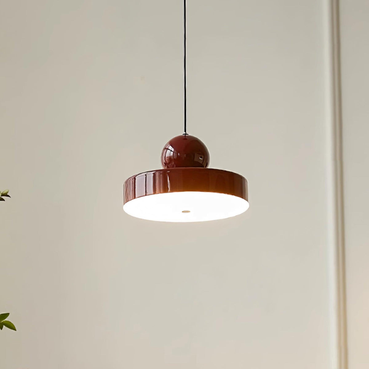 Pendant Lamp Metal Body Red Sphere Shade Modern Retro Accent-Neutral Decor