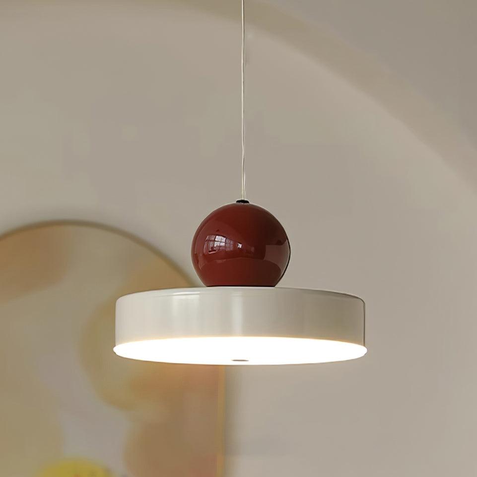 Pendant Lamp Metal Body Red Sphere Shade Modern Retro Accent-Neutral Decor