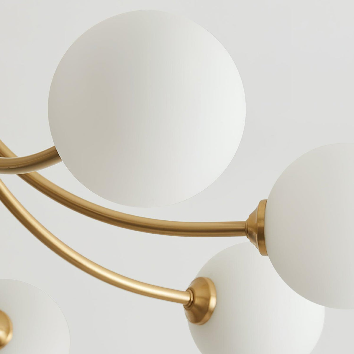 Ceiling Light Brass Branching Arms Opal Globe Shades Modern Elegant-Neutral Decor