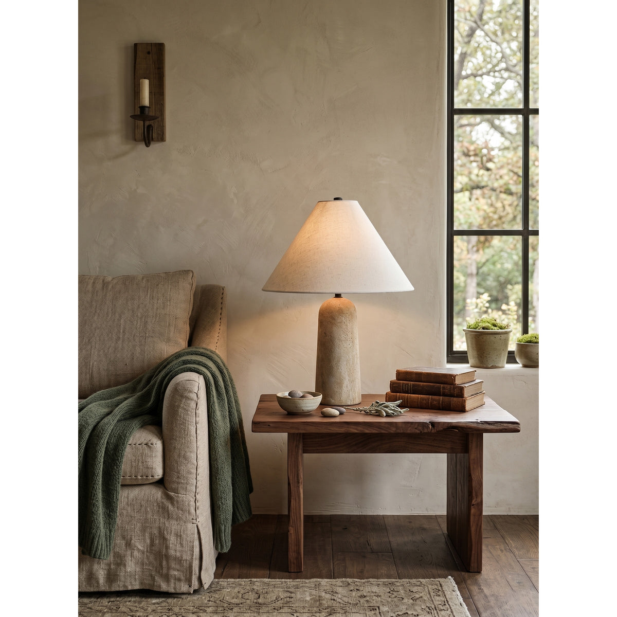 Astere Lampe de Table en Travertin Beige