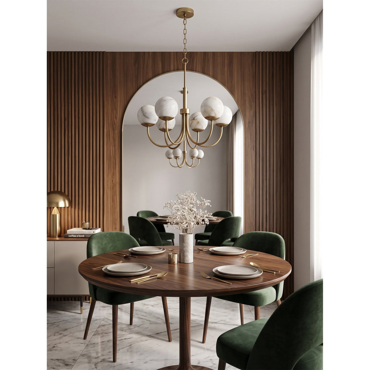 Lumoaine Lustre à globes en albâtre