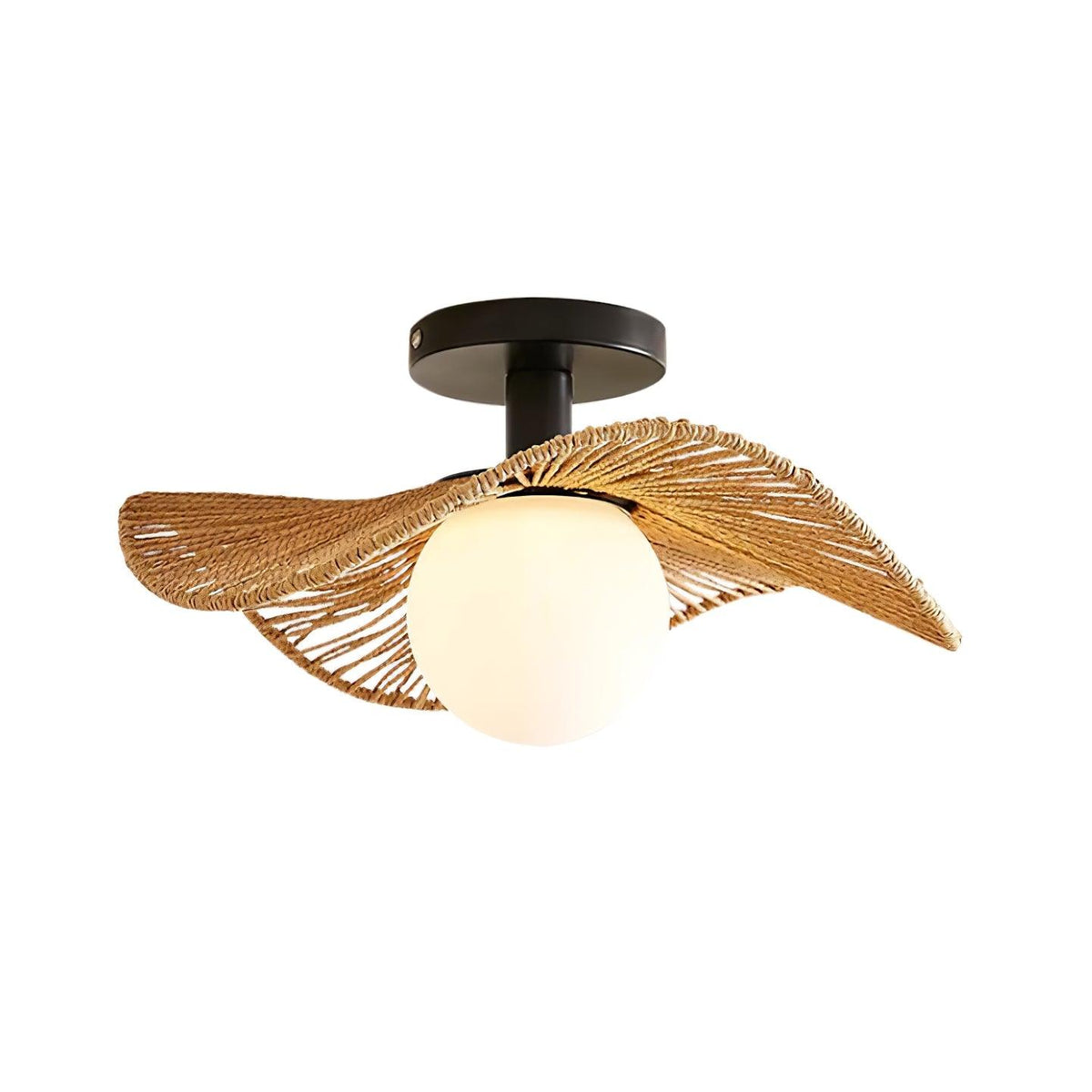 Fynora Woven Semi Flush Ceiling Light-Neutral Decor