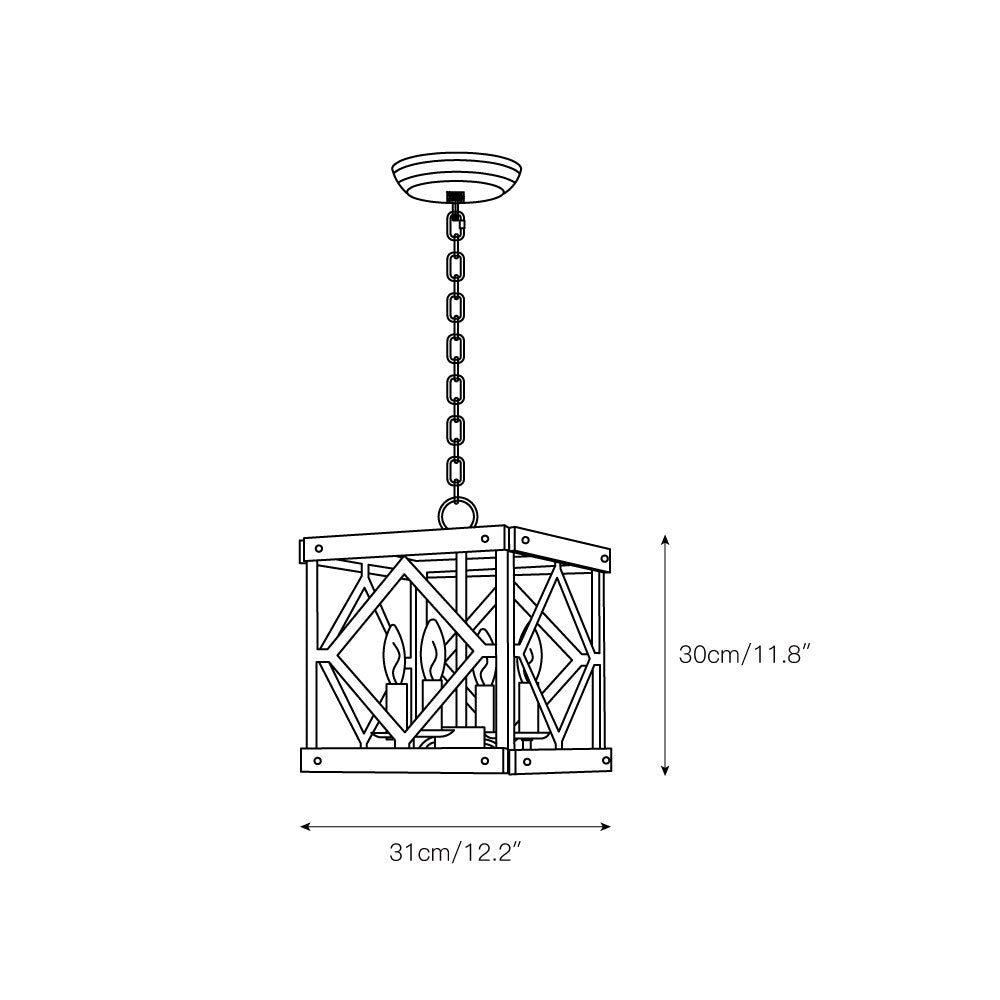 Zelaeora Suspension Métal Bois Créativité Individuelle 4 Lumières