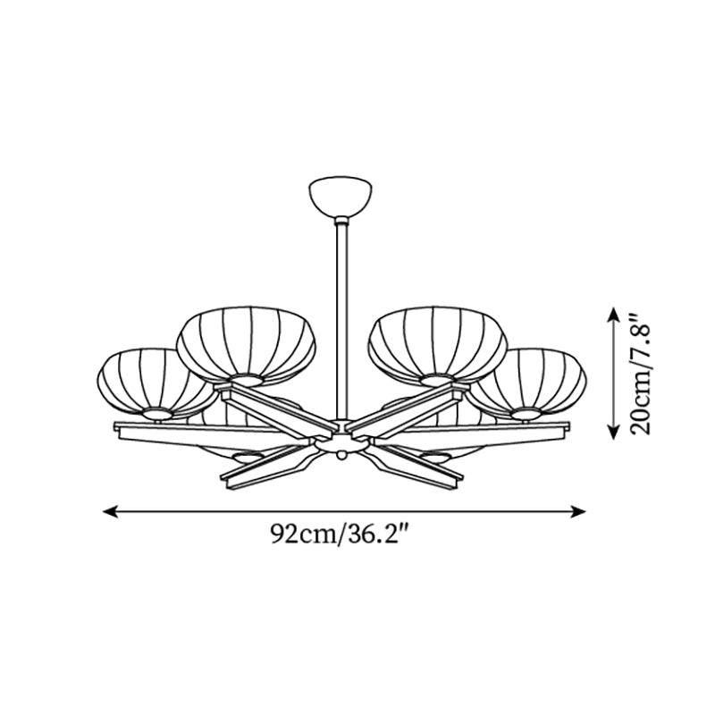 Chandelier Walnut Wood Arms and Opal Glass Shades Midcentury-Neutral Decor