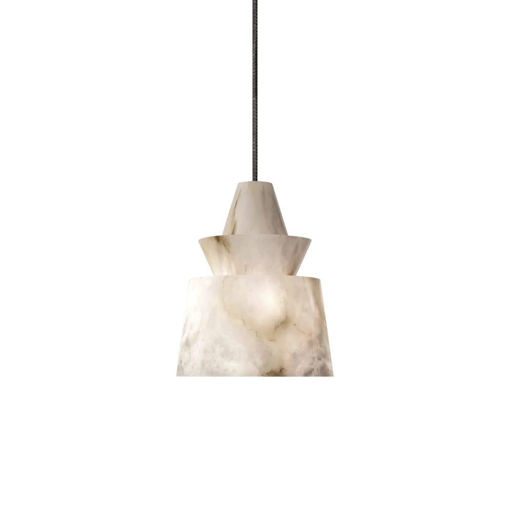 Ezion Layered White Alabaster Pendant Light-Neutral Decor