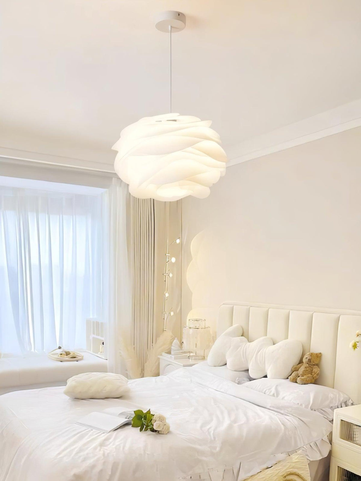 Adriora Lampe suspendue en PVC motif rose floral superposé romantique
