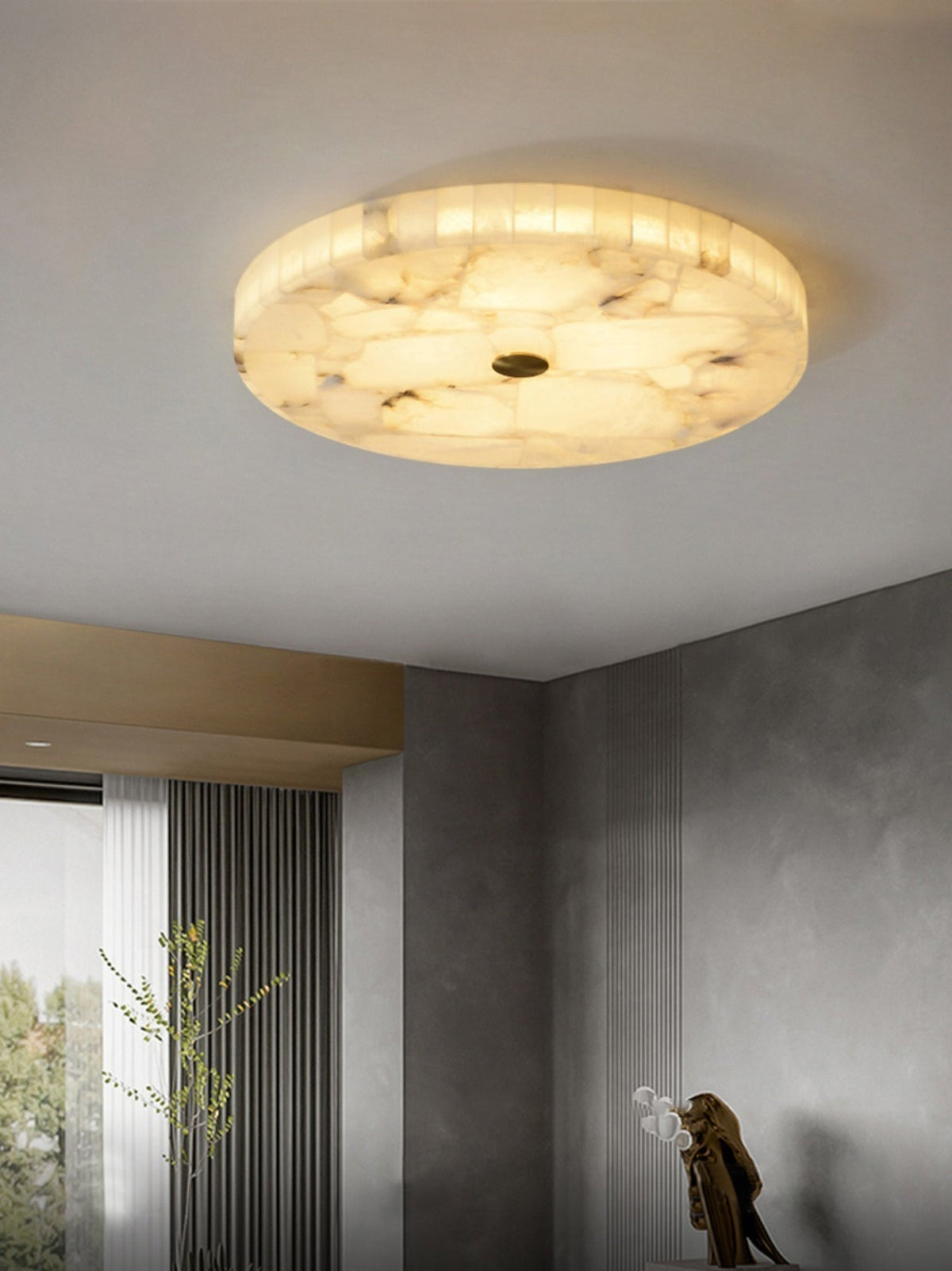 Vosilis Lampe de Plafond Ronde en Albâtre Moderne Minimaliste